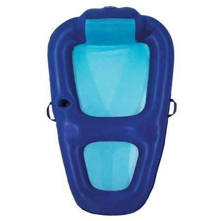 Blue Water Swimming - Aqua AQB3993 Luxury Water Recliner Inflatable Swimming Pool Float Lounger, Blue