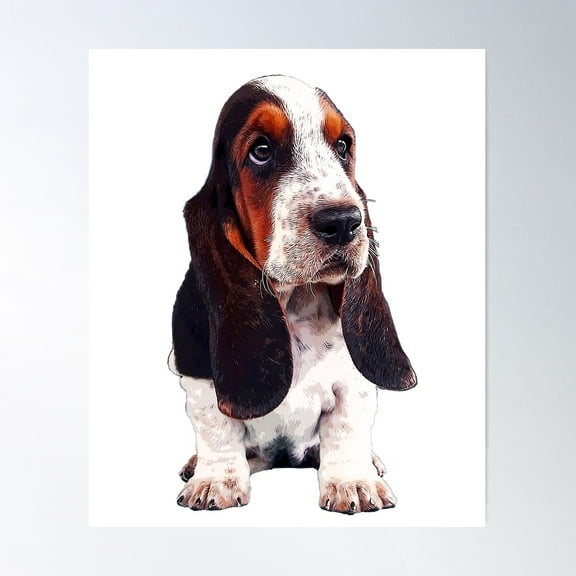 Basset Hound Cute Puppy Dog Poster, 16x24 UNFRAMED