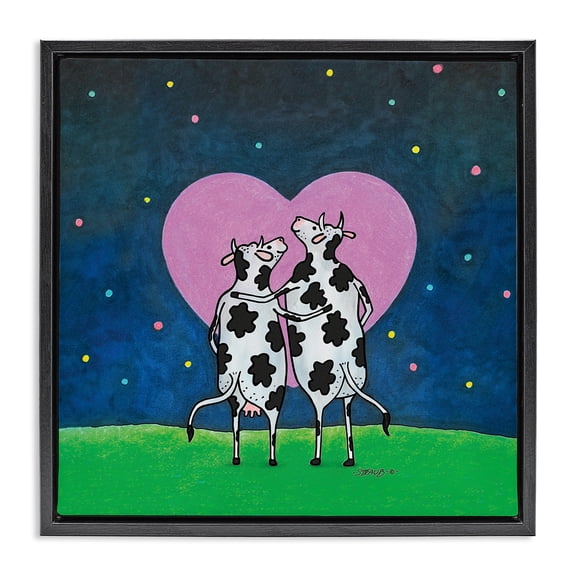 Stupell Industries Loving Significant Udder Romantic Painting Black Floater Framed Canvas Art Print Wall Art, 18 x 18