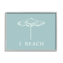 Stupell Industries I Beach Phrase with Umbrella Inspirational Painting Gray Framed Art Print Wall Art, 14 x 11