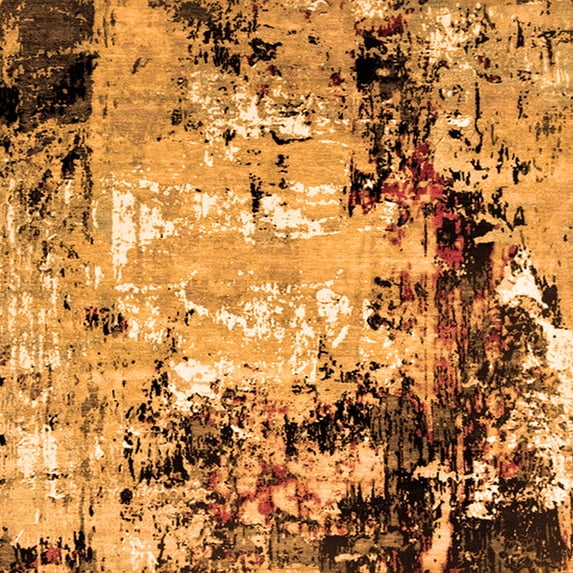 Ahgly Company Indoor Square Oriental Orange Industrial Area Rugs, 7' Square