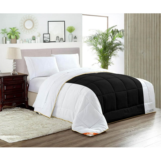 SGI Ensemble de Couette Contrasté Très Grand Surdimensionné /Palatial 3 Pcs en Microfibre Noir