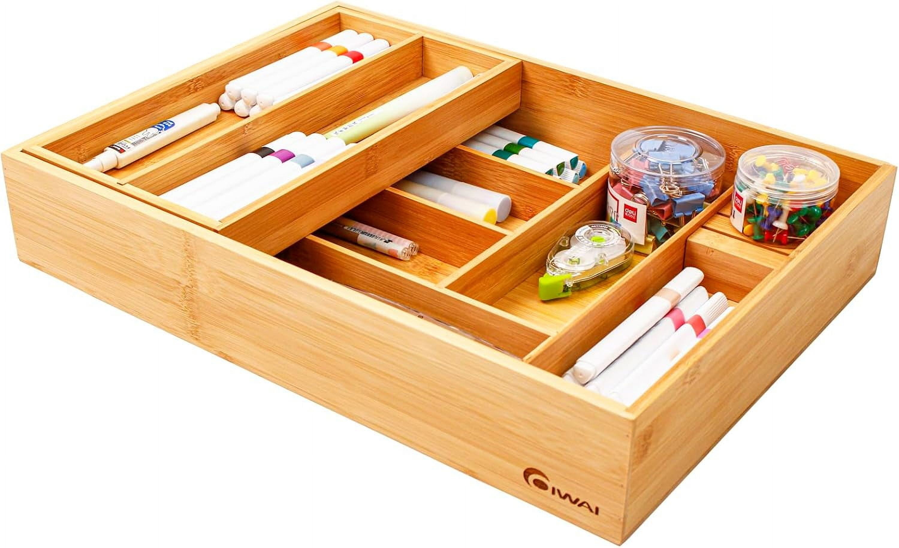 Double Layer  Kitchen Drawer Organizer with Slidable Utensil Tray & Knife Holder