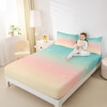 thumbnail image 3 of jejeloiu Pastel Star Gradient Queen Sheet Sets Kids,Simple Sky Pattern Bed Set For Girls,4-Piece, 3 of 6