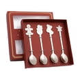 thumbnail image 3 of Juego de 4 Cucharas Navideñas, Juego de Cubiertos Navideños, Utensilios de Cocina, Cuchara de Té, Cuchara de Postre para Café, Niños, Bodas Y Vacacion plata, 3 of 8