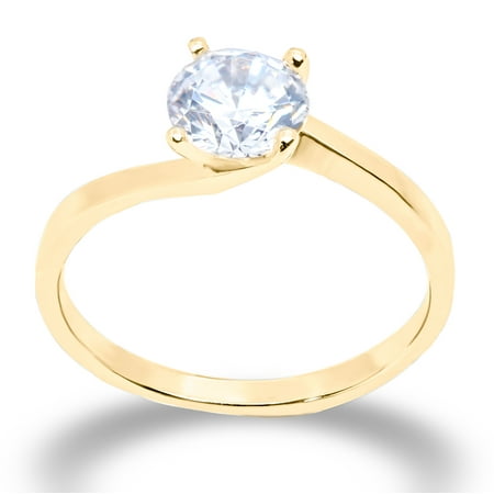 14K Solid Gold 1 Ct. 6-Prong Solitaire CZ Engagement Ring