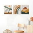 thumbnail image 2 of Boho Wall Art Set Of 3, Mid-Century Modern Wall Art, Framed Canvas Paintings Neutral Abstract Geometric Prints Sun Desert Plant Rainbow Nature Minimalist Artwork Boho Wall Decor for Bathroom Bedroom, 2 of 6