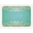 thumbnail image 1 of Vintage Bath Mat, Old Fashioned Frame with Grungy Ancient Floral Curlicues Baroque Revival Motifs, Non-Slip Plush Mat Bathroom Kitchen Laundry Room Decor, 29.5 X 17.5 Inches, Seafoam Cream, Ambesonne, 1 of 2