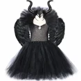 thumbnail image 3 of Disfraz de bruja maléfica de Halloween para niñas, vestido de princesa con tutú de reina malvada gótica negra para niñas, ropa de fiesta elegante, 3 of 5