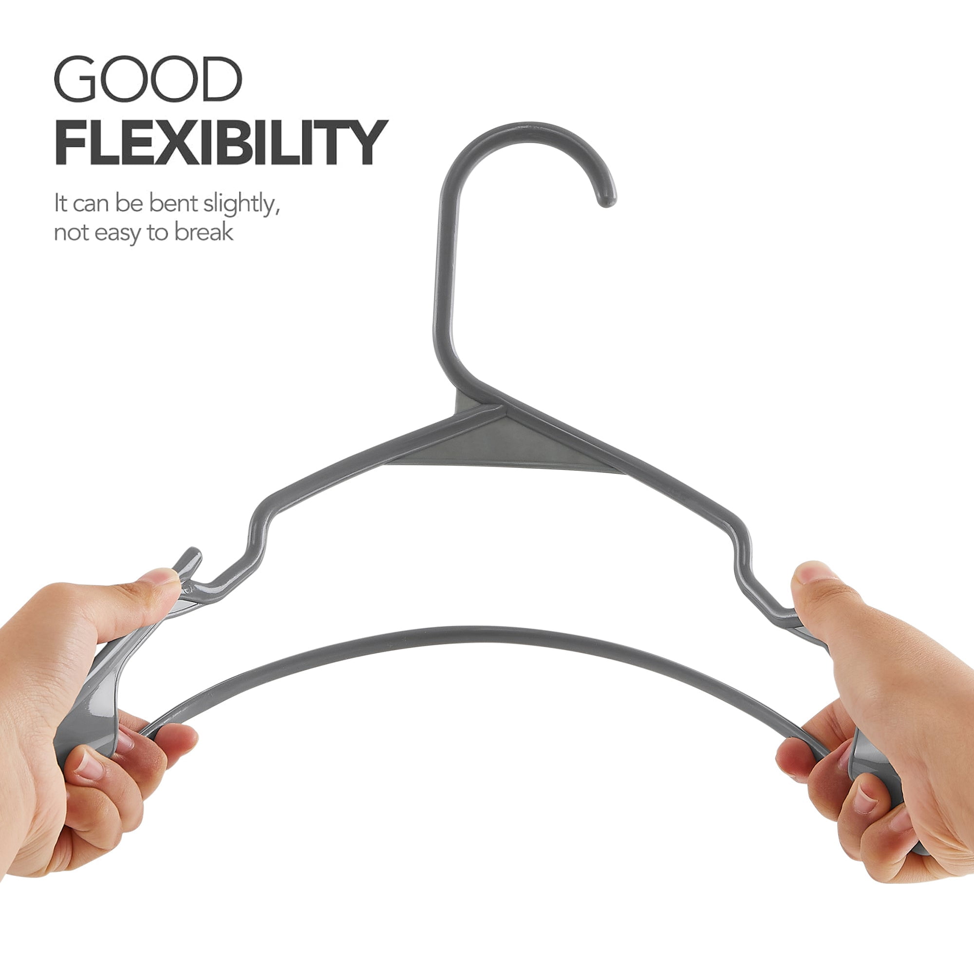 VECELO 25 Pack Plastic Hanger, Space Saving, Sturdy Heavy Duty Clothing Notched Hangers, Gray