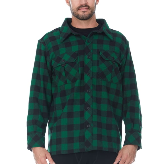 Sportsman Shirt - 80% Wool - Heavyweight Guide Shirt - Hunting Layers - Men's Work Shirt - Jacket - Green Plaid - Large