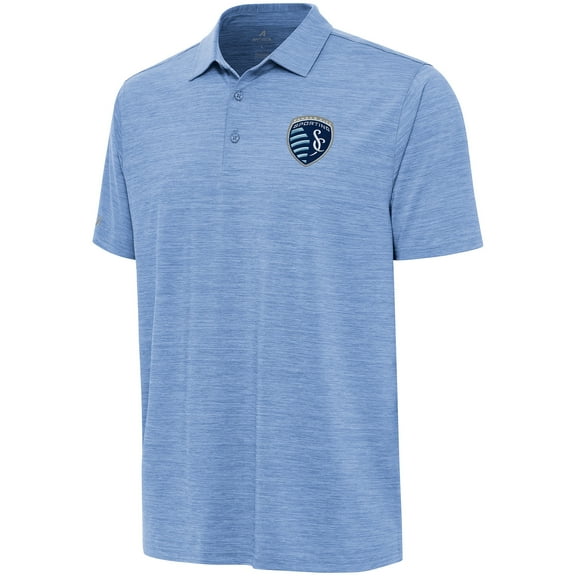 Men's Antigua Heather Sky Blue Sporting Kansas City Layout Polo