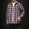 thumbnail image 2 of Men Fashion Square Print Lightweight Breathable Long Sleeve Lapel Shirt Red L, 2 of 9