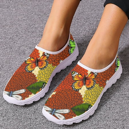 

Pretty Bohemia Butterfly Flats Shoe for Women Breathable Outdoor Walk Mesh Sneaker Lady Casual Slip on Loafers Shoe