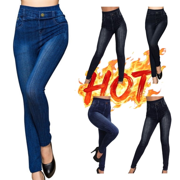 WPPGONE Jeans for Women Trendy High Elastic Waisted Straight Leg Faux Denim Slim Plus Size Bottoms Fashion Versatile Trousers with Pockets, S-3XL