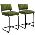 thumbnail image 6 of Zesthouse 24" Counter Stools Set of 2, Velvet Tufted Counter Height Chairs with Back and Metal Legs, Mid Century Modern Bar Stools for Kitchen Island, Green, 6 of 9