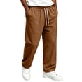 thumbnail image 3 of Baggy Sweatpants for Men Drawstring Elastic Waist Casual Pants Loose Workout Gym Track Pants with Pockets Brown 4XL, 3 of 8