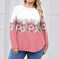 thumbnail image 4 of TQWQT Plus Size Womens Tops Fall Women Dressy Blouses Crewneck Womens Tops Long Sleeve Floral Print Casual Tunics Women Loose Fit Clothes Pink 4XL, 4 of 5