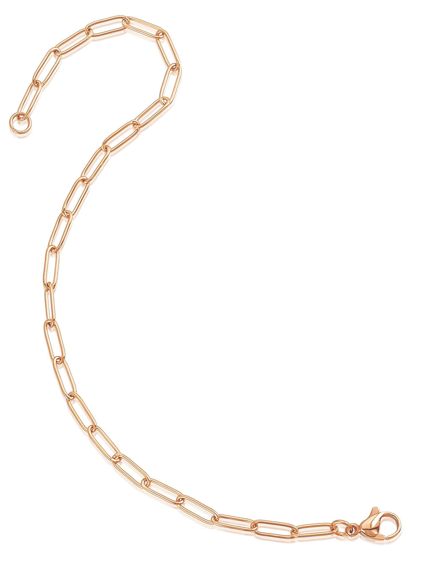 ELYA Jewelry Women's Adjustable Paperclip Rose Gold Plated Bracelet - Small - 8.5"