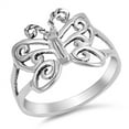thumbnail image 1 of Filigree Butterfly Swirl Petite Animal Ring .925 Sterling Silver Band Jewelry Female Male Size 9, 1 of 4