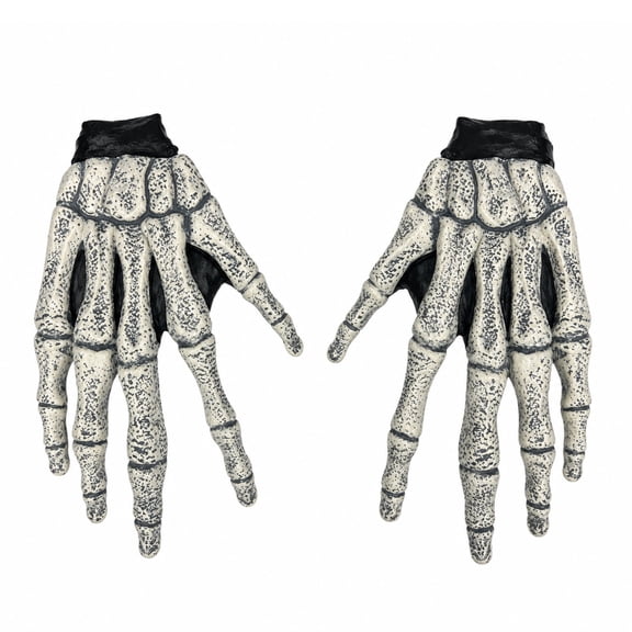Underwraps Giant Skeleton Gloves, Set of 2 Oversized Latex Skeleton Hands Halloween Costume Accessory One Size