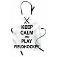 thumbnail image 1 of Hockey Apron Keep Calm and Play Fieldhockey Phrase in Black and White with Sticks and Ball Icon, Unisex Kitchen Bib Apron with Adjustable Neck for Cooking Baking Gardening, Black White, by Ambesonne, 1 of 3