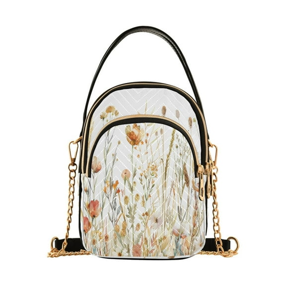 ALAZA Chain Crossbody Bags for Women Watercolor Wild Flower Shoulder Handbag Phone Purse