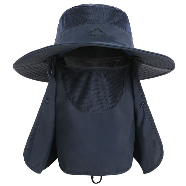 Wide Brim Sun Hat with Detachable Neck Flap and Face Cover Men Women  Fishing Outdoor Travel Hat 