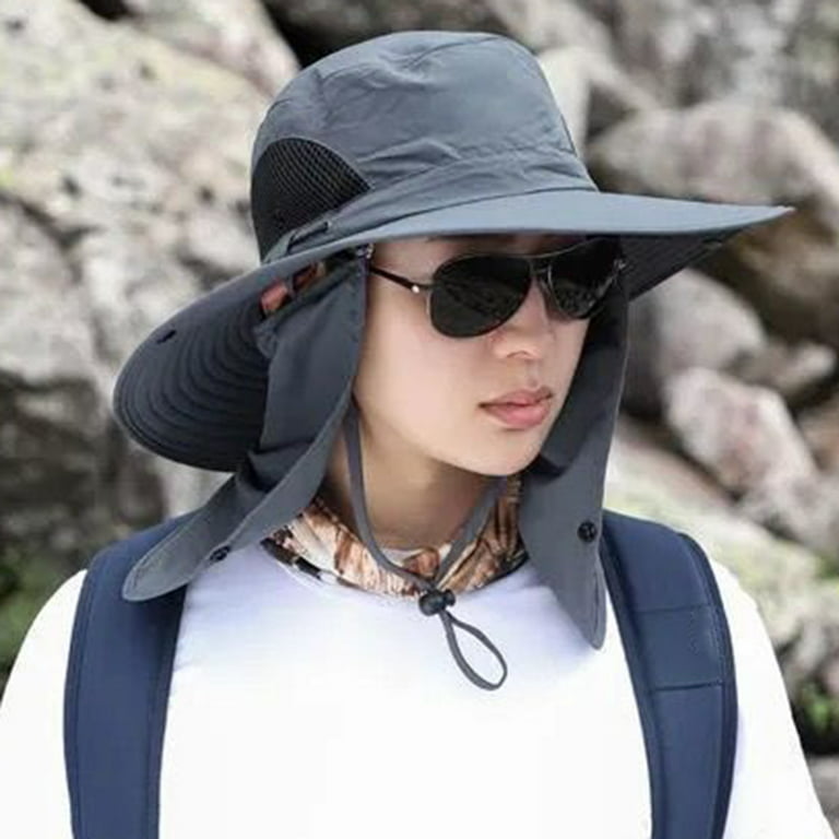 Outdoor men's sunshade hat 12cm large brim hat with face covering