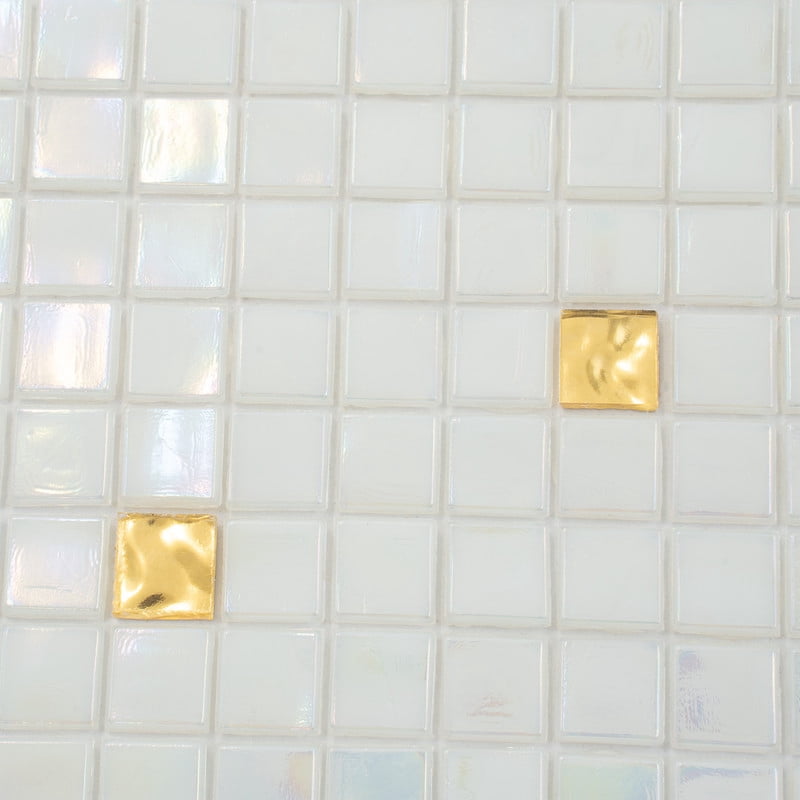 Apollo Tile Mingles 11.6 in. x 11.6 in. Glossy White and Gold Glass Mosaic Wall and Floor Tile (18.69 sq. ft./case) (20-pack)
