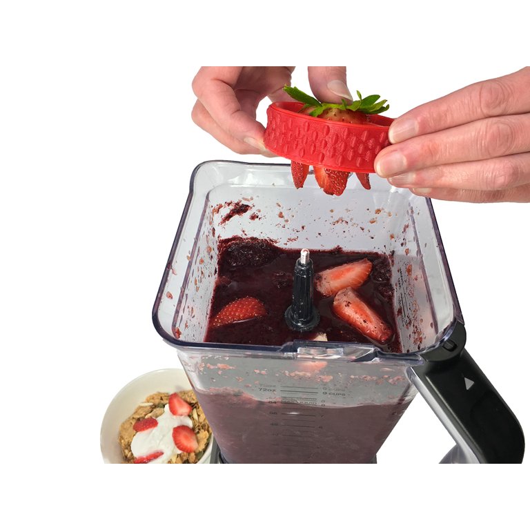 Fusionbrands Pushberry 2-in-1 Strawberry Huller & Slicer Tool, Red