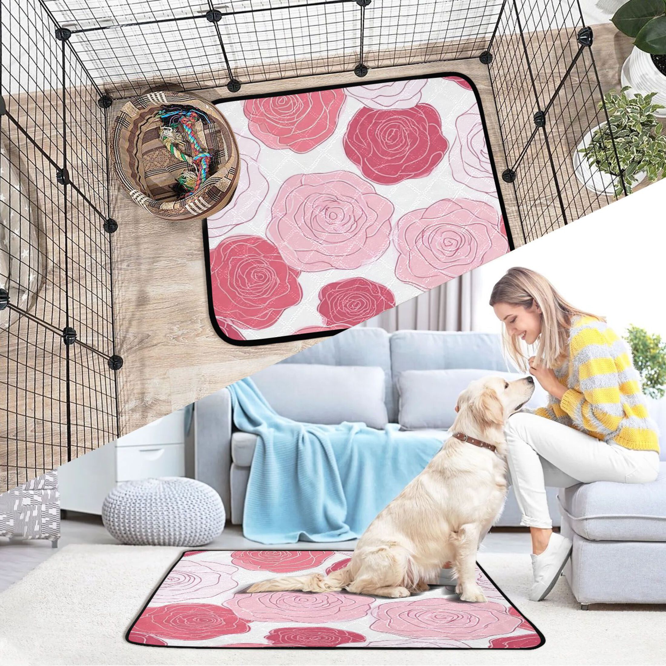 IAUYY Washable Pee Pads for Dogs Smallx3 Absorbent and Leak-Proof Non-Slip Reusable Puppy Pee Pads for Dogs Applicable to Playpen Potty Crate Petal Space