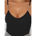 thumbnail image 5 of INSPIRE CHIC Straps Bodysuit for Women's Slim Fit Chain V-Neck Casual Cami Tops XS Black, 5 of 6