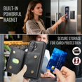 thumbnail image 6 of Case For IPhone 16 6.1" RFID Blocking Protective Purse Case With Magsafe 7-card Slots Kickstand 2 In 1 Detachabl Flip Shockproof Protective Leather Cover,Black,For iPhone 16, 6 of 7