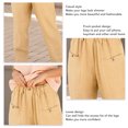 thumbnail image 4 of Pantalones casuales de mujer Color puro botón cintura elástica pantalones largos sueltos para mujer para uso diario al aire libre, 4 of 5