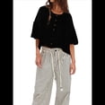thumbnail image 2 of Suéter Corto con Botones Y2K para Mujer, Cárdigan de Color Liso con Cuello Redondo y Mangas , Top de Punto, Ropa de Calle. Negro L, 2 of 6