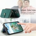 thumbnail image 4 of for iPhone 15 Plus Wallet Case, Crossbody Phone Purse with Card Holder for Women, Zipper PU Leather Carrying Cover Gift with Shoulder Strap Kickstand Anti-drop for iPhone 15 Plus - Green, 4 of 8