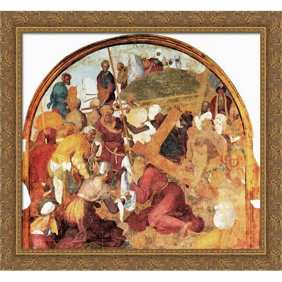 The Ascent to Calvary 30x28 Large Gold Ornate Wood Framed Canvas Art by Jacopo Pontormo