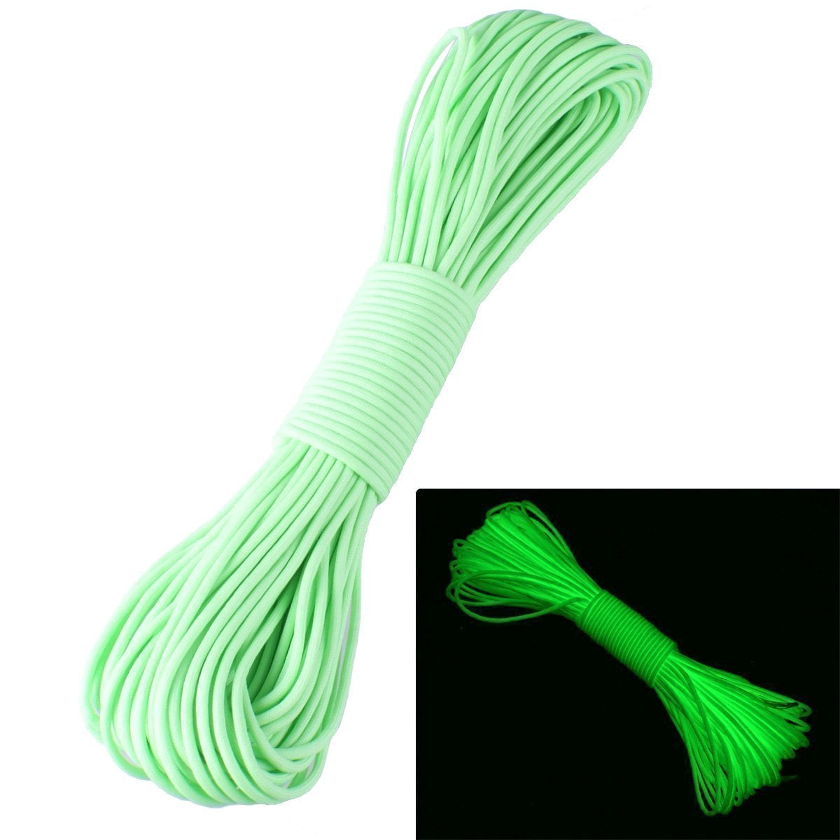 Ponacat Luminous Reflective Umbrella Rope,Glow in Dark Lanyard Rope,Nine-core Green Umbrella Rope 
