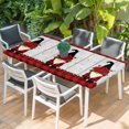thumbnail image 2 of Red Valentine's Day Table Cloths for 4 Foot Rectangle Tables, Roses Gnomes Love Heart Plaid Vintage Patio Waterproof Elastic Fitted Tablecloths, Washable Rectangular Table Cover for Camping, 2 of 8