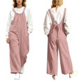 thumbnail image 2 of Taqqpue Women's Corduroy Overalls Wide Leg Oversize Jumpsuit Adjustable Straps Loose Casual Long Pants with Pockets Vintage Streetwear Fashion Outfit for Women Size S-XXXL, 2 of 8