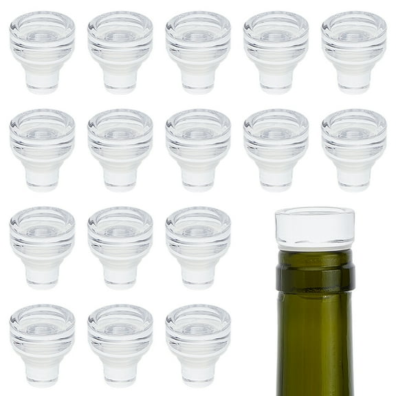 16pcs Glass Bottle Stoppers for Wine Bottle Clear 32x15~29mm