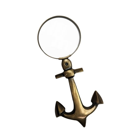 Ships Anchor Magnifying Glass Brass Hand Held Reading Lens Magnifier Nautical Office Desk Decor