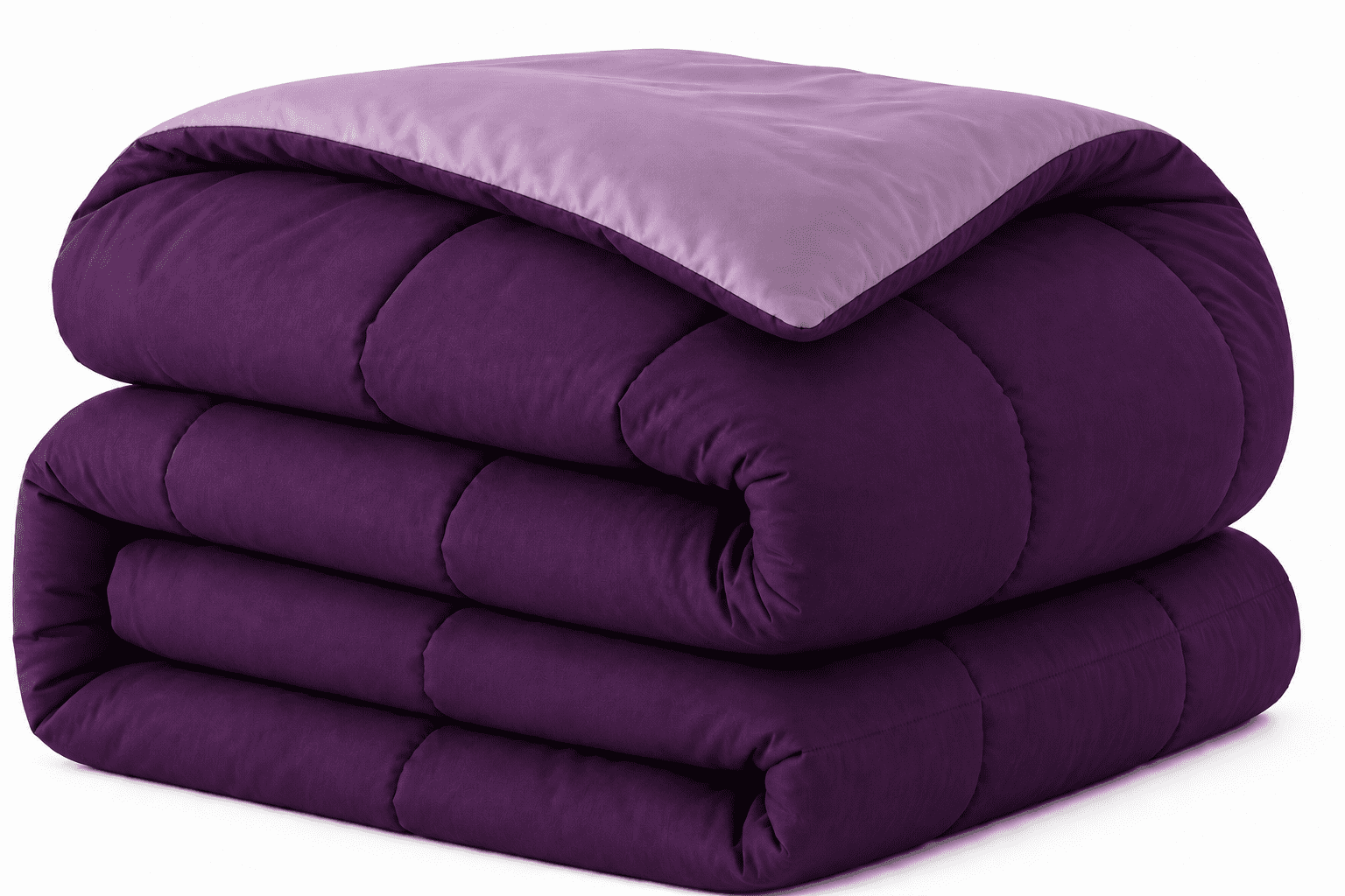 Evolive All Season Pre Washed Soft Microfiber Down Alternative Reversible Comforter with Box Stitching (Purple/Lavender, Full/Queen)