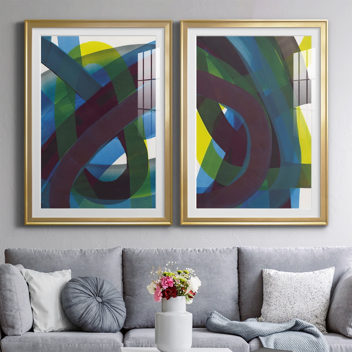 Wexford Home Cool Network I Premium Framed Print, 18.5" x 24.5" - Ready to Hang, Gold (Set of 2)