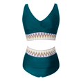 thumbnail image 4 of iTNHFP Bikini Swimsuits Women's High Waisted Bikini Sets Two Piece High Cut Bathing Suits Athletic Color Block Swimsuits, 4 of 5