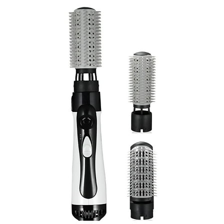 HIBIBUD Hair Dryer Brush, 3-in-1 Rotating Round Hot Air Spin Brush Set, 2 Detachable Auto-Rotating Curling Brush