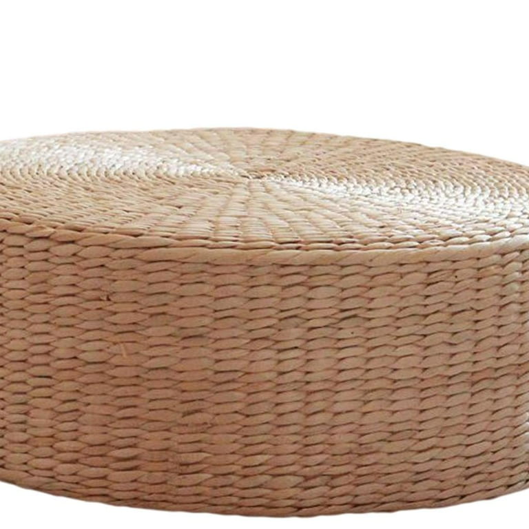 CUTICATE Round Japanese Style Thicken Floor Cushion Tatami Mat Woven Straw  Rattan Yoga Kowtow Cushion Patio Balcony Mat 36x9cm