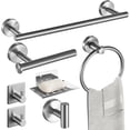 thumbnail image 1 of Juego de Accesorios de Baño 7 Piezas, Toalleros de Anillo+Toalleros de Barra+Portarrollos para Papel+Ganchos para Toallas+Jabonera+2 Gancho Adhesivo, Acero Inoxidable, Adecuado para Baños, Cocinas, 1 of 4
