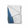 thumbnail image 2 of Letter a Soft Flannel Fleece Throw Blanket, Blue Colored Uppercase with Jeans Textile Themend Stitches Image Print, Cozy Plush for Indoor and Outdoor Use, 50" x 60", Blue Yellow, by Ambesonne, 2 of 6